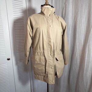 St John's Bay Coat Petite S Vintage Women’s Khaki Short Trench Coat
